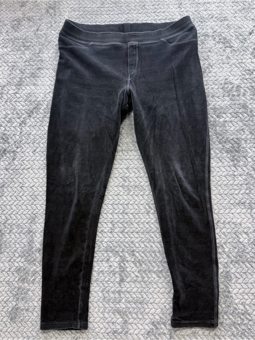 Vintage Y2K Juicy Couture Black Velour Track Pants Leggings Size Medium